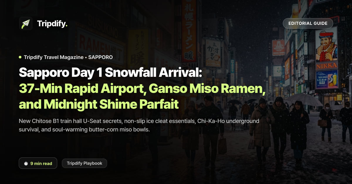 Sapporo Day 1 Snowfall Arrival: 37-Min Rapid Airport, Ganso Miso Ramen, and Midnight Shime Parfait
